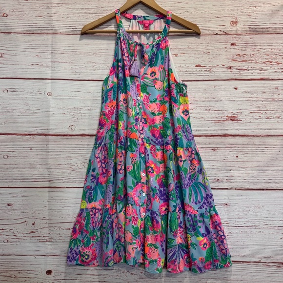 Lilly Pulitzer Carolane Lileeze Halter Swing Dress Multi Me and My Zesty Sz S - Picture 5 of 15